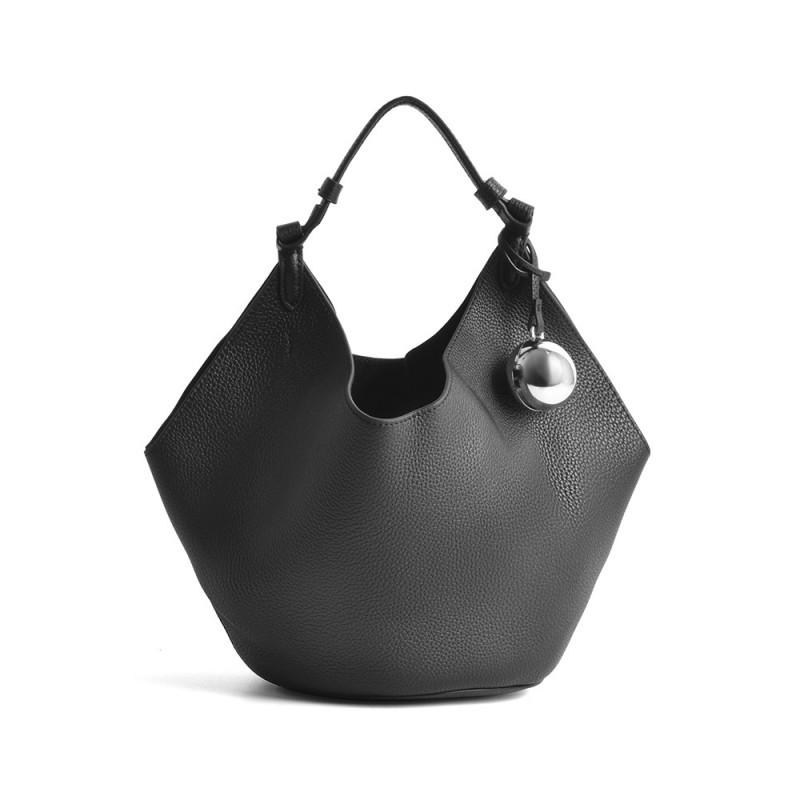 

Small Niche High-end Leather Handbag European Style Commuting Large Capacity Bag Leisure Vegetable Basket 35x15x16.5cm чёрный