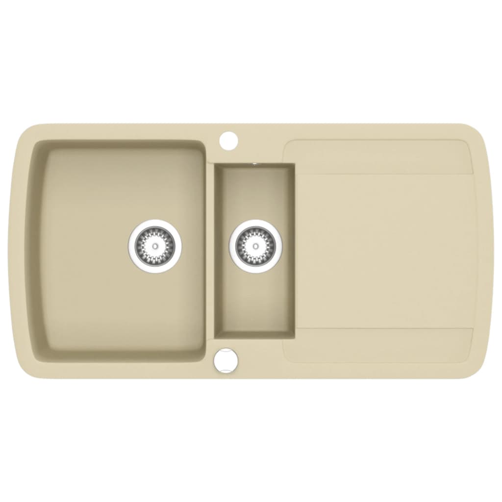 Vidaxl Two-Bowl Granite Sink, Beige