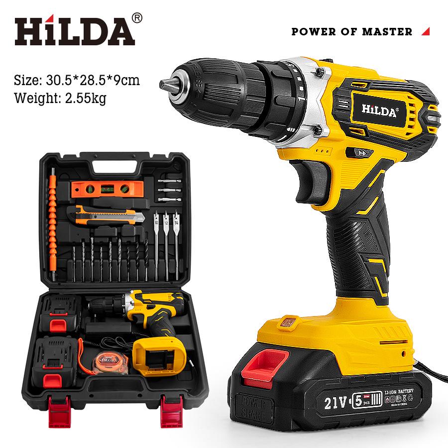 

Набор из аккумуляторной литий-ионной ударной дрели и портативной электрической отвертки Hilda