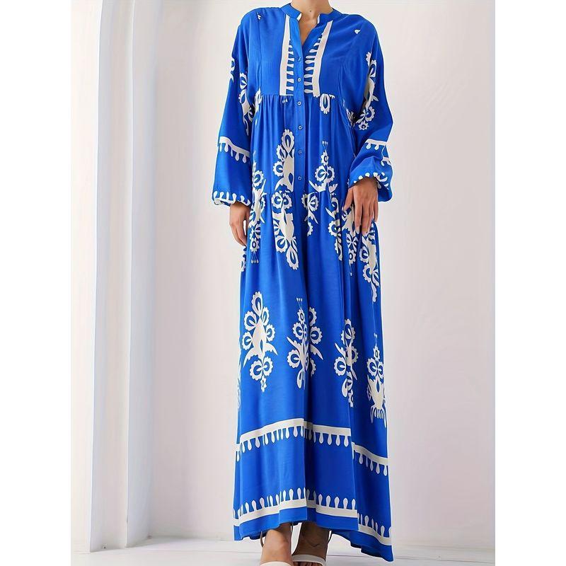 Middle East Robe Women Clothes New Fashion Casual Print Loose Dress Printed Loose Dress