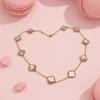Four-Leaf Clover Titanium Steel Necklace with Natural Mother-of-Pearl