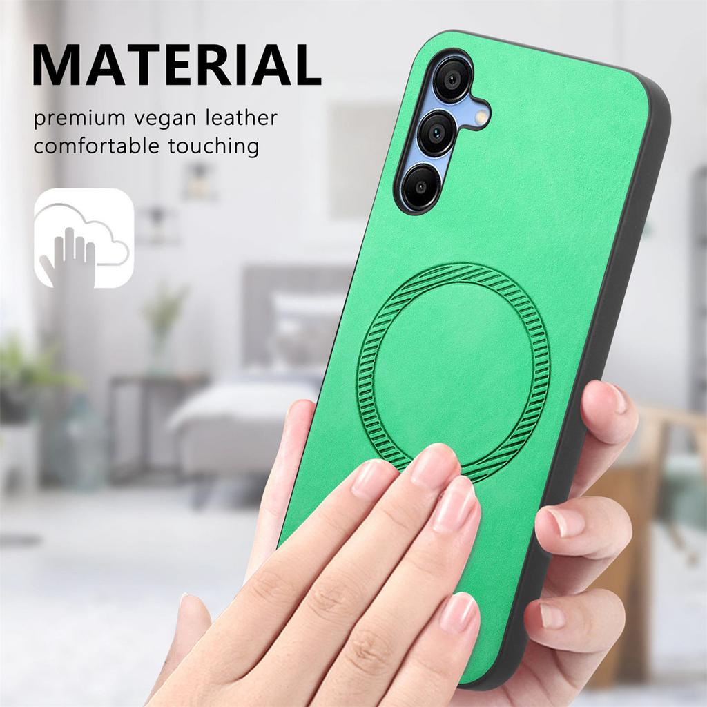 For Samsung Galaxy A15 4G/A15 5G Leather Back Case Compatible with MagSafe Skin-Touch Phone Cover