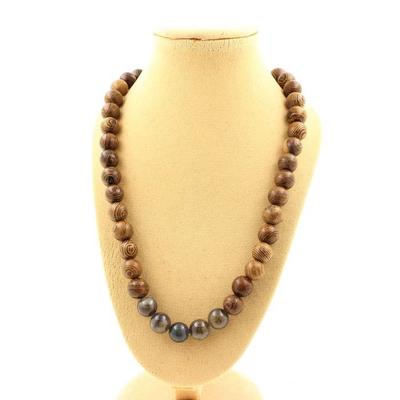 Stones and Minerals. Mogok Sapphire Beads Necklace, Burma, Myanmar Quality 2A + Wood 8 Necklace for Women, Men. Custom Size