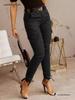 Pantaloni Jogger da Donna a Colore Unito a Vita Media con Bottone e Tasche