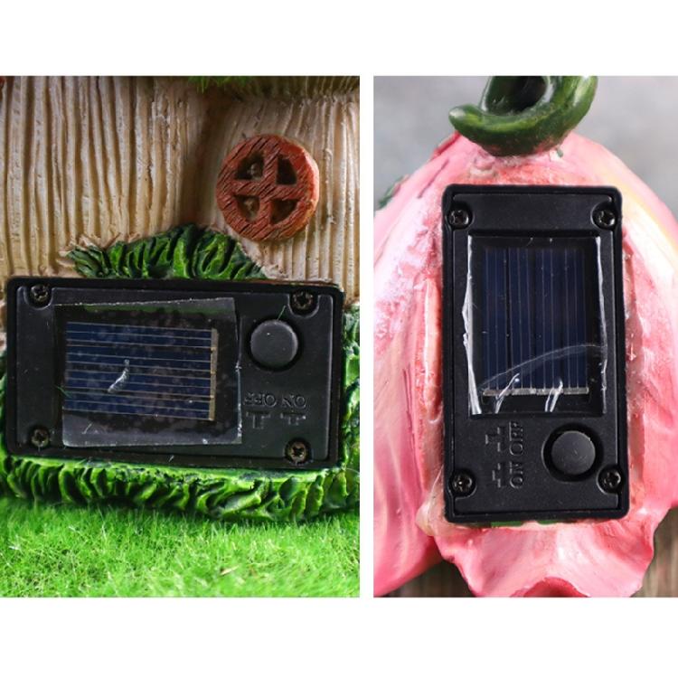 Fairies Tale Landscape Ornament Solar Lighted Illuminated Mushroom House Resin Statue Suitable For Outdoor Night Display