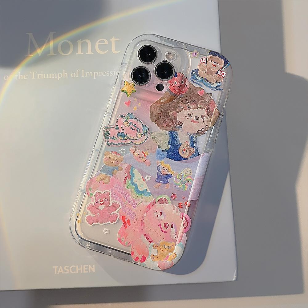 Fashion Silicone Stamp Girl Oil Painting Art Phone Case For Iphone 14 Plus 13promax 12pro 11promax Comfortable Soft Shell