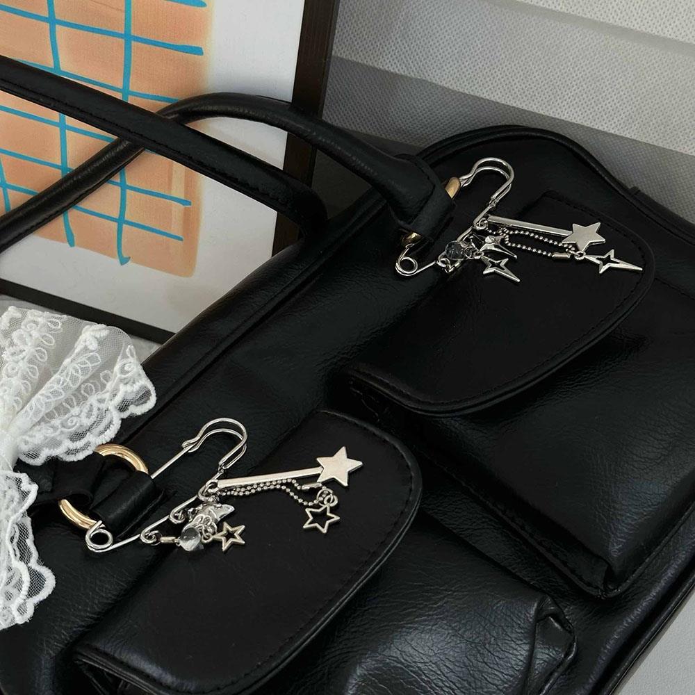 Sweet Pin Star Chain Girl's Bag Pendant Brooch Pin Stylish Bag Decors Pin Buckle Clothes Brooch Jewelry Keychain Handbag Pendant