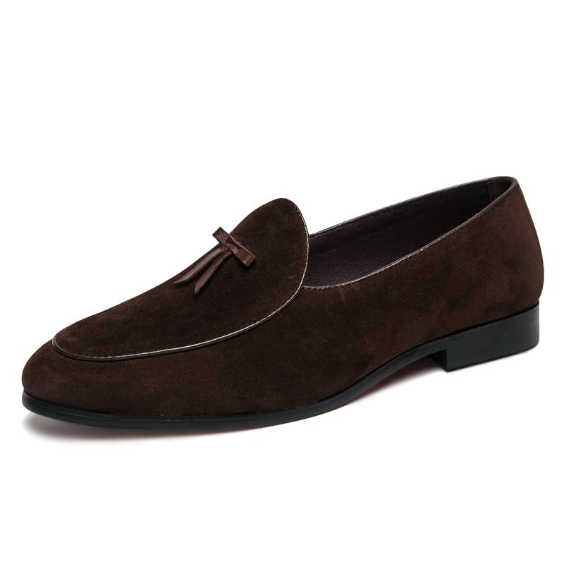 Fashion Leather Shoes for Men Slip On Soft Shoes Man Comfortable Casual Men Suede Loafers Moccasins Driving Shoe Male Rubber Sole