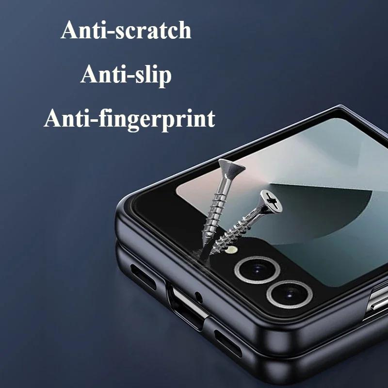 Premium Ultra-Thin Magnetic Protect Phone Case for Samsung Galaxy Z Flip 7 FE 6 5 4 3 Anti-fall Solid Color Plating Back Cover