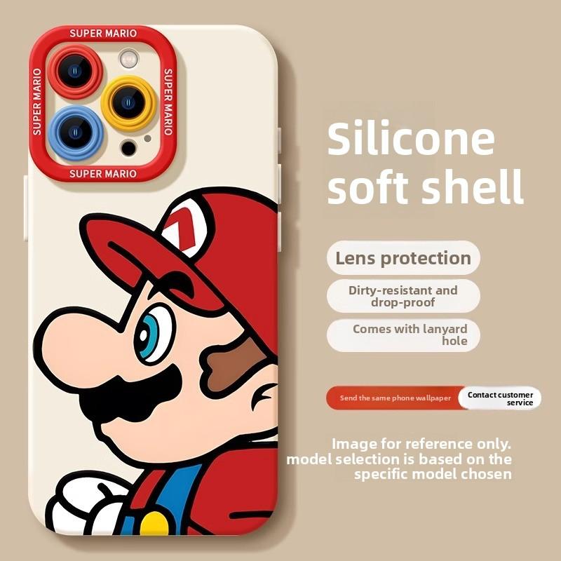 Suitable for Apple 17promax Mobile Phone Case Iphone16 Mario 15pro1413 Protective Cover, Fingerprint-resistant