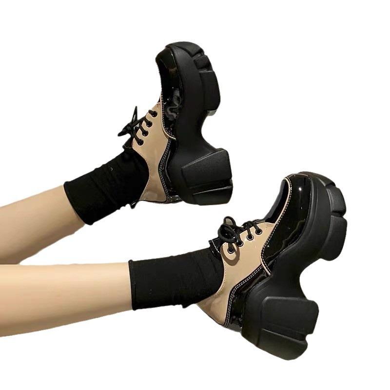 Autumn and Winter New Women's Shoes Platform Heightening Martin Boots Medium Tube Comfortable Handsome Lace-up Single Shoes Women's Boots