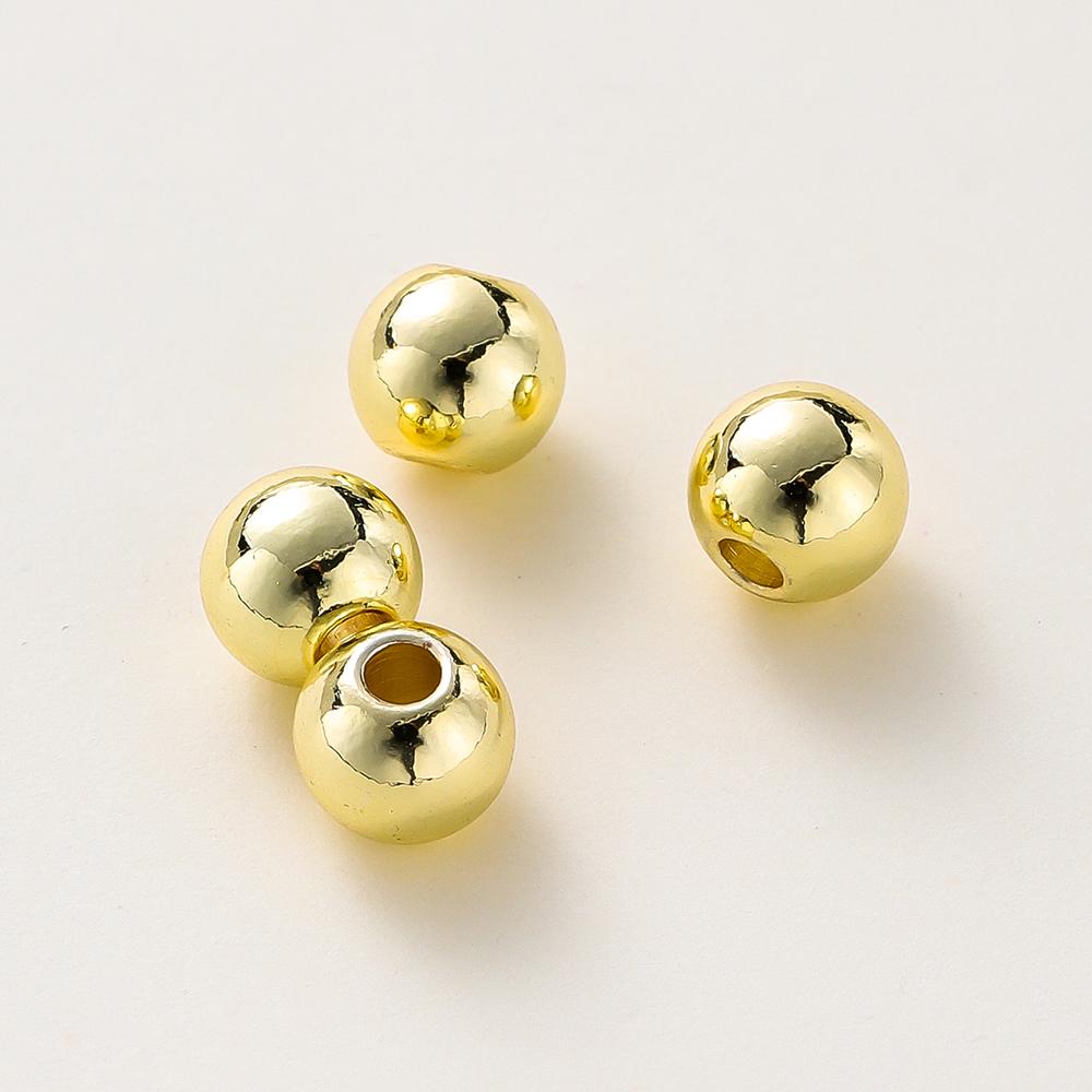 20-100 Stück 14K 18K Gold Platin Beschichtet Rund Lose Abstandhalter Kupferperlen Endperlen Für Diy Schmuck Halskette Perlenzubehör