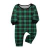 Matching Family Christmas Pajama Set Long Sleeve Neck Print Top with Pants for Adults and Kids