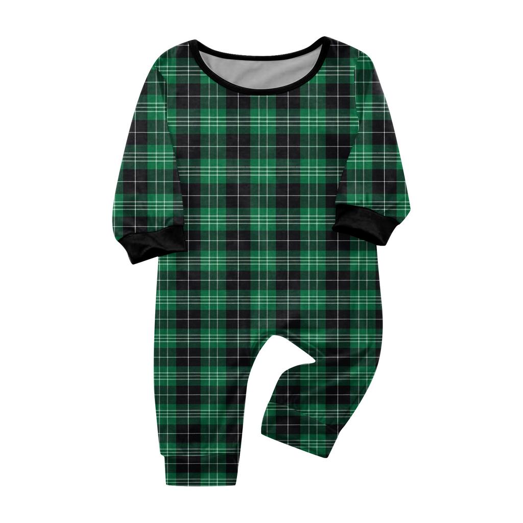 Matching Family Christmas Pajama Set Long Sleeve Neck Print Top with Pants for Adults and Kids