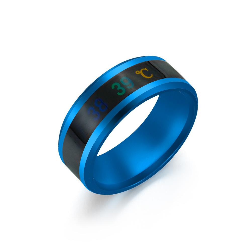 

Magic Jewelry Gift Creative Stainless Steel Temperature Measurement Ring Mood Rings Thermometer Display 8 синий