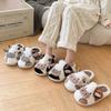 Fashion Womens Cotton Slippers Cartoon Cow Couple Non-Slip Warm Indoor Home Slippers Plush Fluffy 2025 Winter Comfortable Floor Slippers