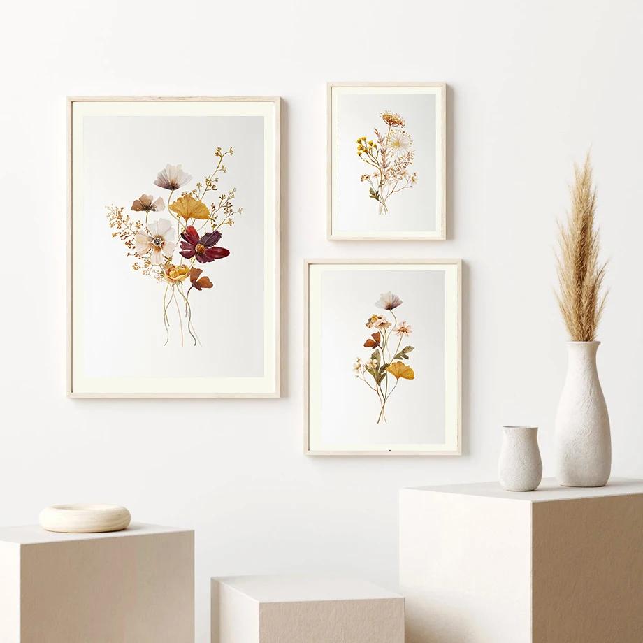 Boho Floral Artwork Watercolor Botanical Print Wildflowers Bouquet Wall Art Canvas Painting Nordic Poster Home Living Room Decor