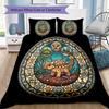 Dinosaur Glass Art Pattern Bedding,Quilt Set Quilt Cover Pillowcase Home Birthday Gift (1*duvet cover+2*pillowcase,without core)