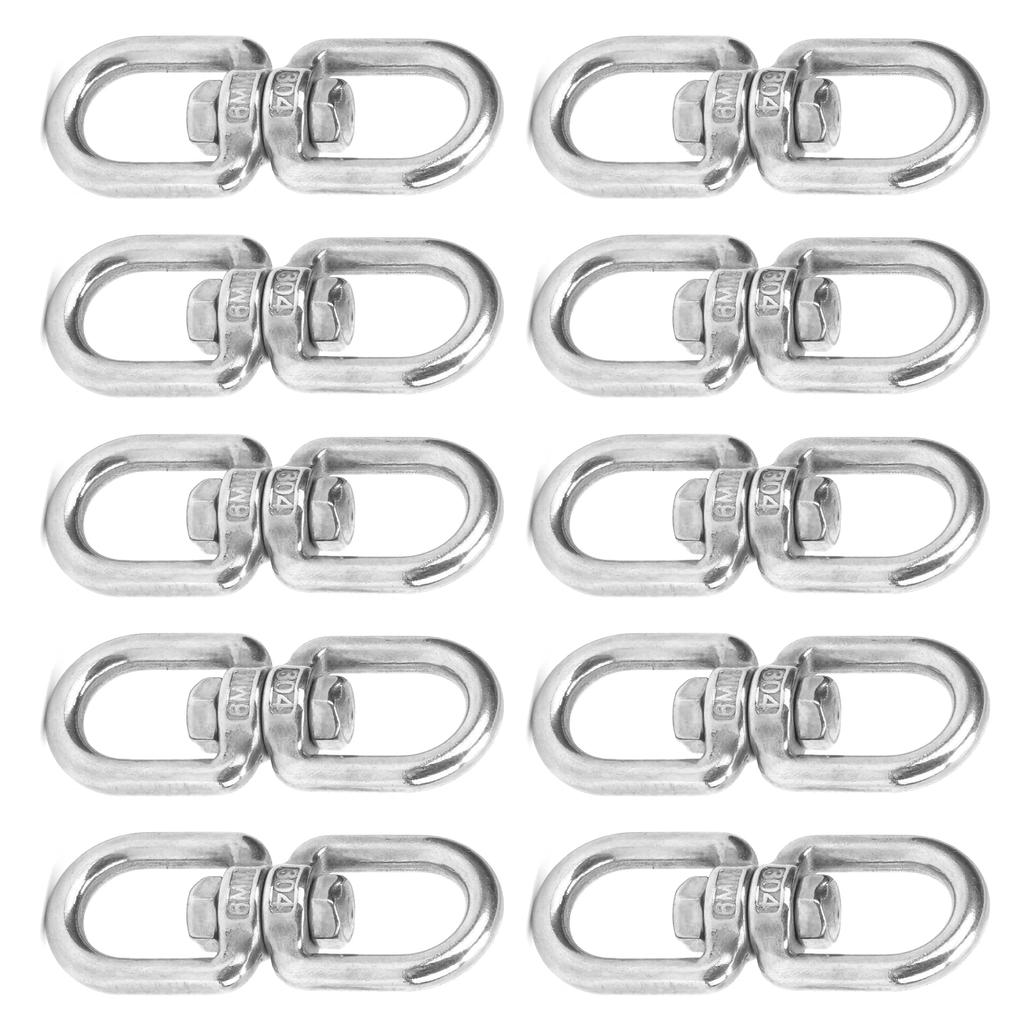 10Pcs Swivel Hooks M6 Double Ended Stainless Steel 8?Shape Shackle Ring Connector