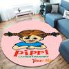 Pippi Longstocking Custom Name Round Area Rug,Carpet Rug for Living Room Bedroom Sofa Playroom Decor,Non-slip Floor Mat