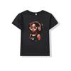 Summer New Girls round Neck Shortsleeved Tshirt Kids Clothes INS Music Cool Girl Pattern Printed Polyester Fabric