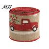 Linen Ribbon for Gift Wrapping 1 Roll Burlap Christmas Tree Decor, Vintage Patterned Bows Imitation Wired Fabric DIY Crafts And Wreaths, Holiday Craft