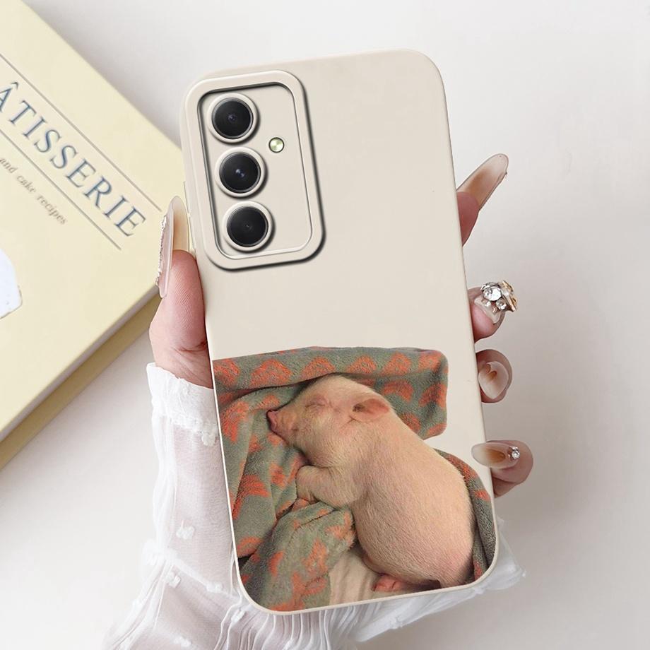 Phone Case For Samsung Galaxy A55 A54 5G Camera Shockproof Soft Liquid Silicone Bumper On Samsung A54 A 55 Funny Animals Meme