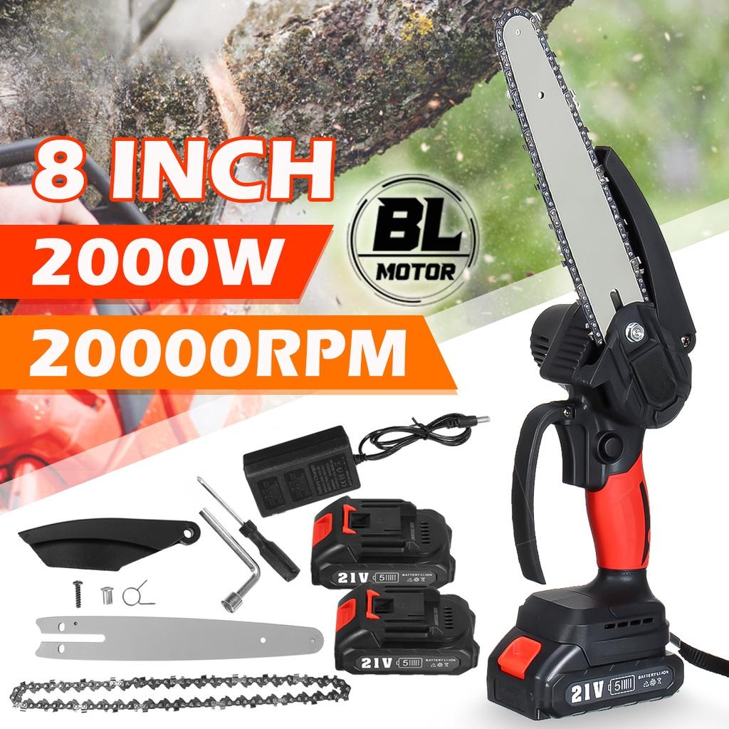 2000W 8 Inch Electric Chain Saw Brushless Cordless Pruning Mini ChainSaw Garden Tree Logging Saw Woodworking Tools