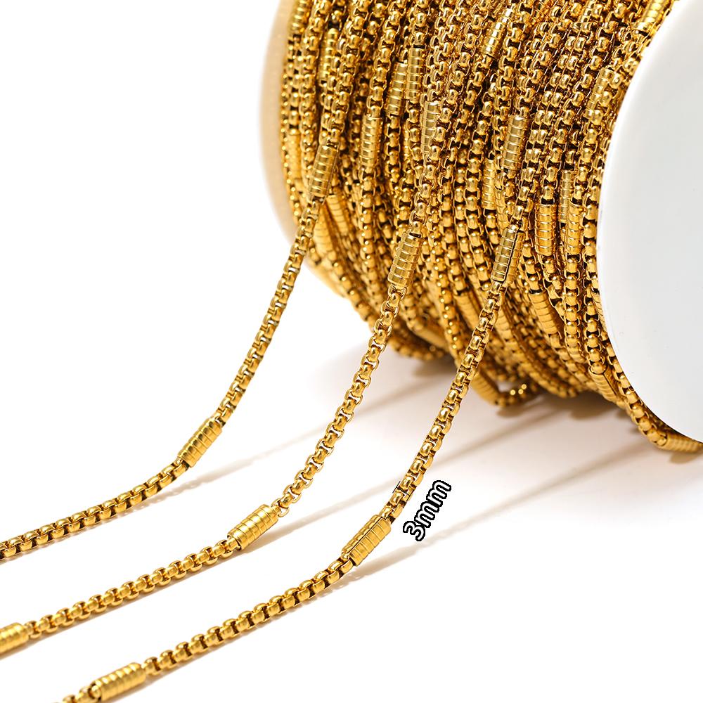 1 Meter Stainless Steel Gold Box Tube Cable Chains for DIY Necklaces Jewelry Earrings Making Bracelet Findings Supplies Bulk