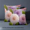 Pieces Dahlia Floral Print Pillow Covers Polyester Sofa Decorative Cushion Cov Headboard Pillow (Without Pillow Core