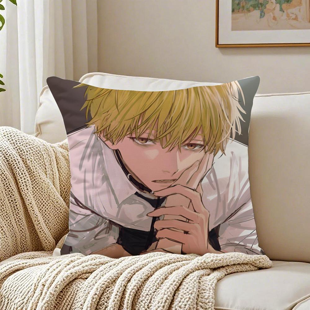 Feurige japanische Manga Kettensägenmann Kissenbezug Kissenbezug Milbenschutz Wohnzimmer Sofa Dekor Kissen Zimmer