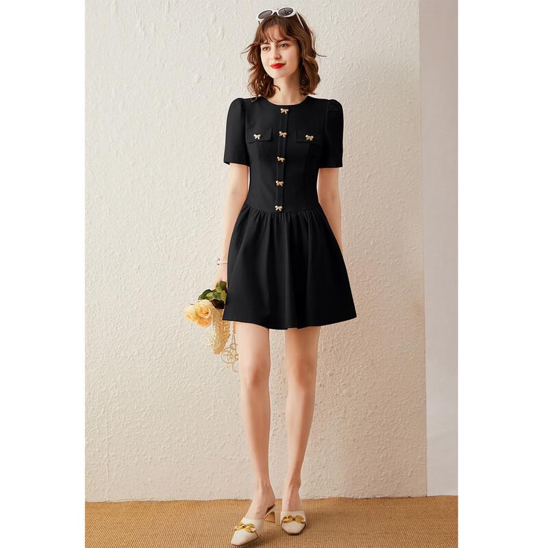 Elegant Bowknot Puff Sleeve A-Line Mini Dress