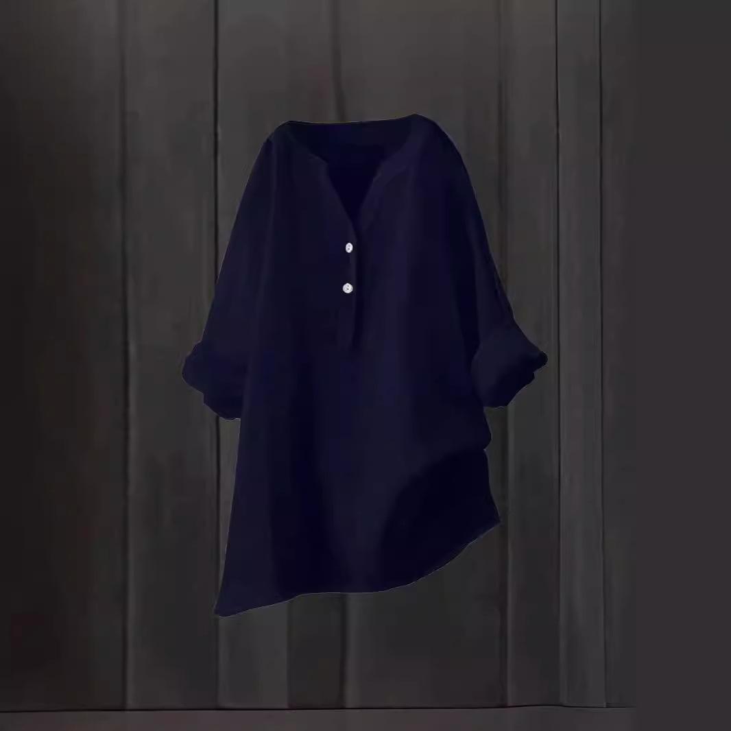 

Летняя свободная рубашка прозрачного цвета из хлопка, женская одежда M тёмно-синий