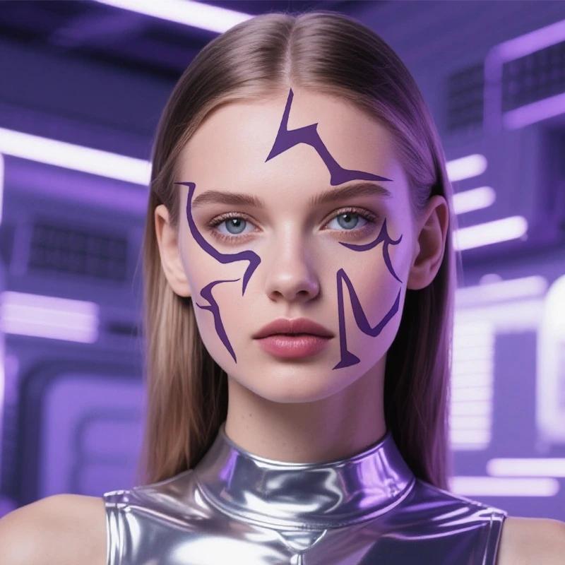 2025 Demon Hunters HUNTRX Rumi Laser Tattoo Stickers Tech Anime Cosplay Stage Lightning Makeup Face Decals Futuristic Reflective