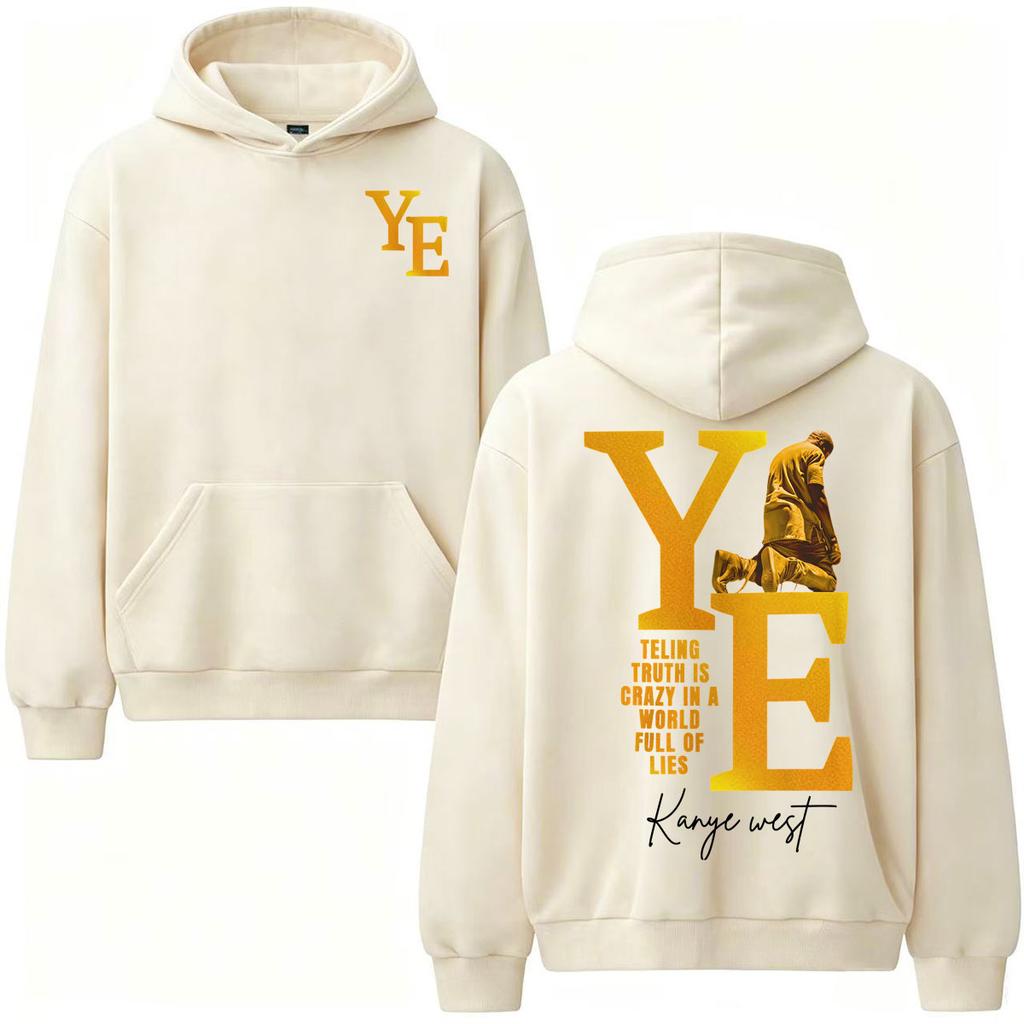 Rapper Kanye West Hoodie Telling Truth Is Crazy in A World Full of Lies Sweatshirt Fashion Vintage Style Hooded Streetwear