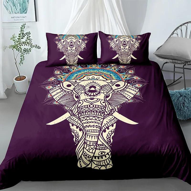 Elephant Duvet Cover King Queen Size Lovely Funny Small Elephant Bedding Set For Kids Teens Adults Wild Animal Soft Quilt Cover