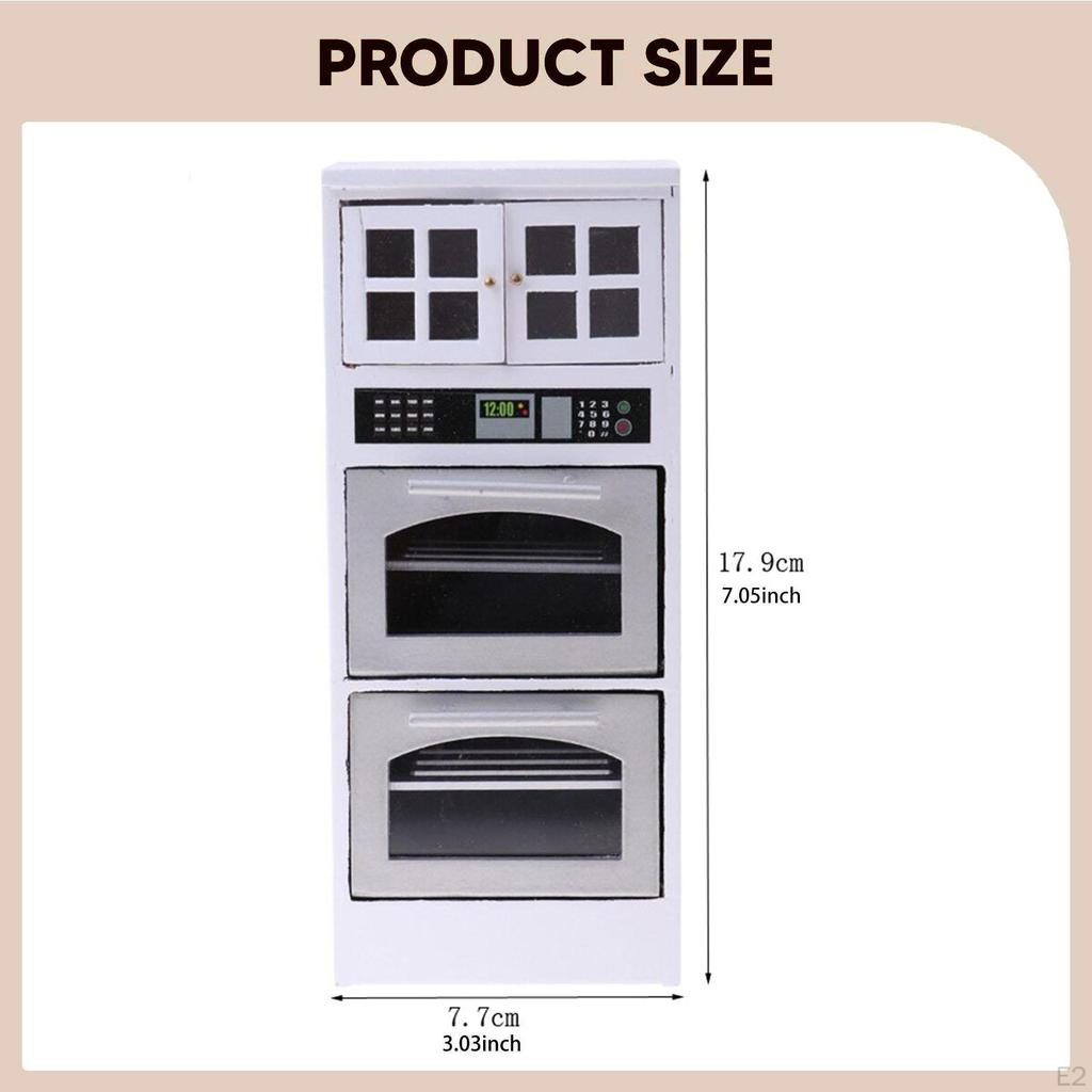 1/12 Küche Mikrowellenherd Schrank Spielzeug zum Nachspielen Öffnende Türen Mini Vorratskammer Aufbewahrung