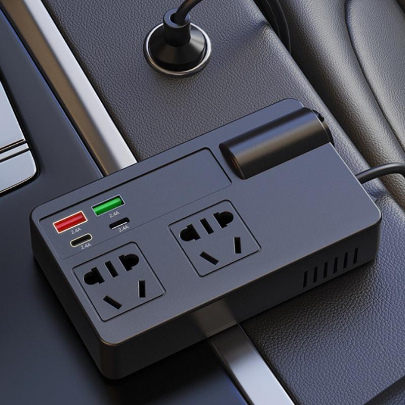 

Интеллектуальный автомобильный инвертор с 4 портами, QC3.0, Type-C PD и светодиодным дисплеем — универсальное автомобильное зарядное устройство 12–24 В Without Digital Display