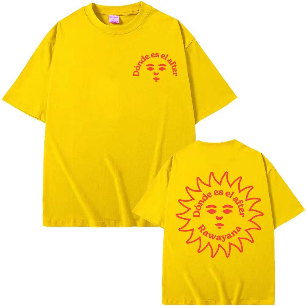 

Rawayana Dónde es el After Sun Face Dual-Sided Casual Oversized T-Shirt Latin Music Vintage Aesthetic Unisex Black Streetwear T-shirt XXXL
