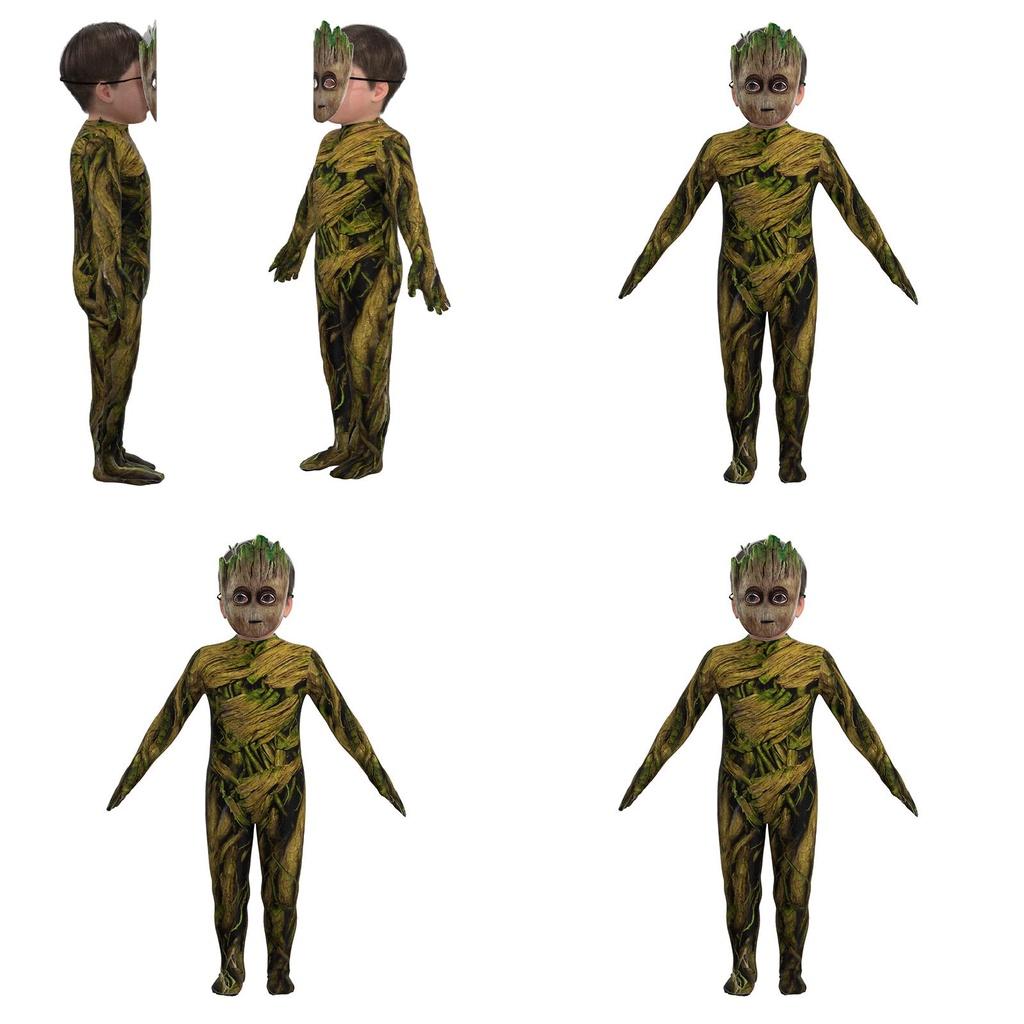 Premium Milk Silk Fabric Groot Cosplay Jumpsuit Suitable For Boys