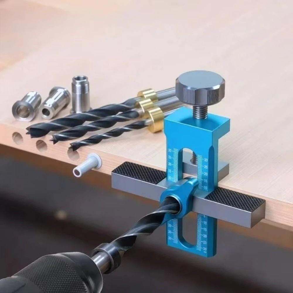 2 v 1 Polohovač pro instalaci dvířek skříněk s odskokem, děrovaná montážní šablona, instalace šatní skříně