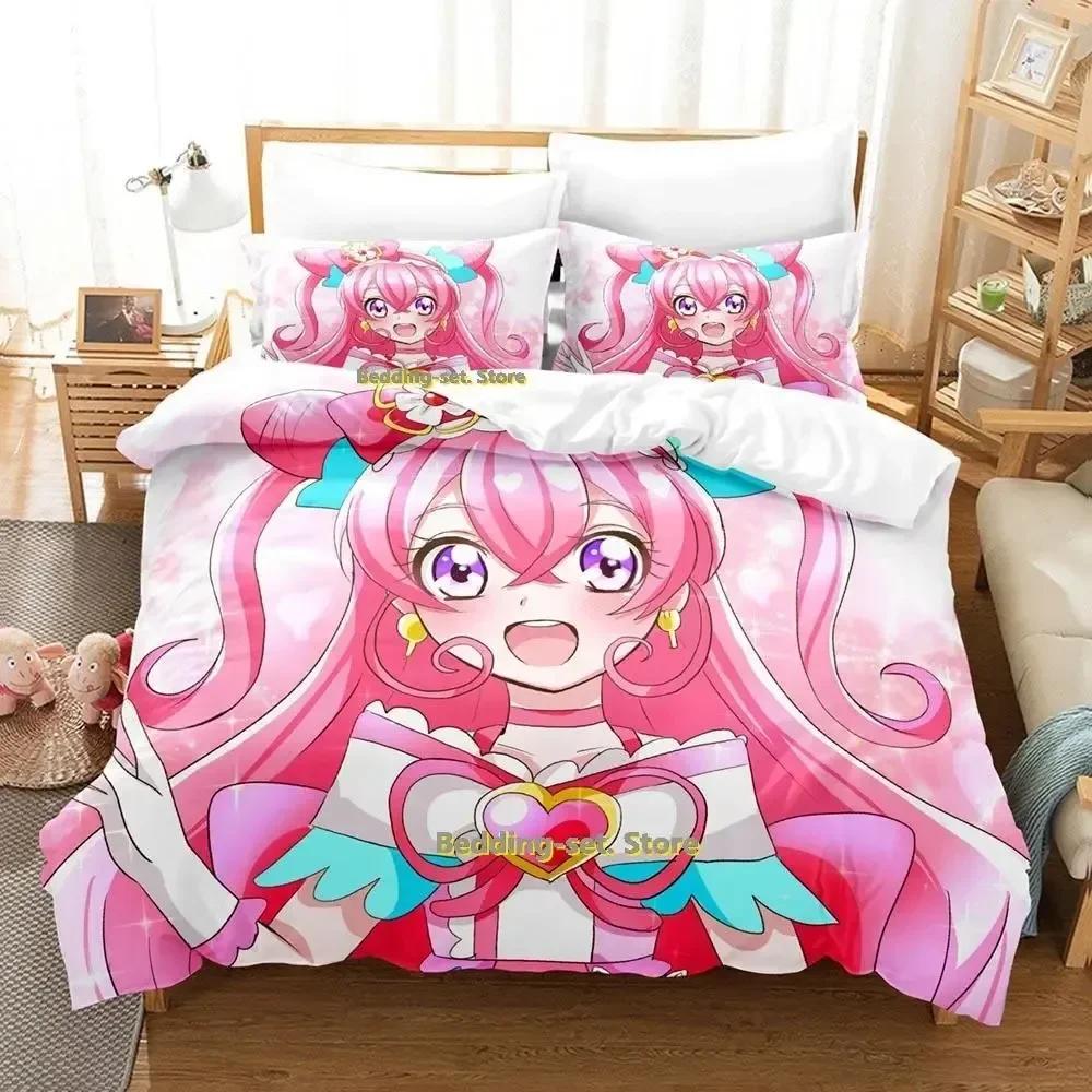 New Pretty Cure Anime parure de lit Bed Printed Bed Set Duvet Cover Pillowcase Bedding Set Bed Linen Sheet Quilt Cover Full Size