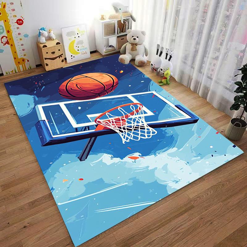 Basketball Hoop Carpet with Ball Sports Pattern for Bedroom Decor Suitable for Use As an Anti-slip for Living Room Bedroom Sofas