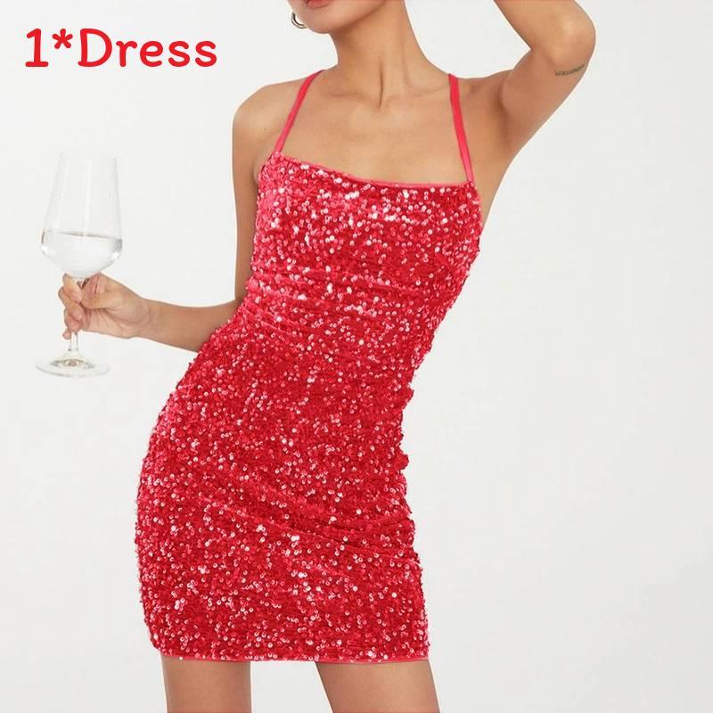 Spring Fashion Womens Sequin Halter Dress With Slim Fit And Backless Style For Elegant Parties