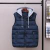 Men Waistcoat Hooded Drawstring Sleeveless Vest Coat with Pockets Zipper Closure Warm Comfortable Down Waistcoat