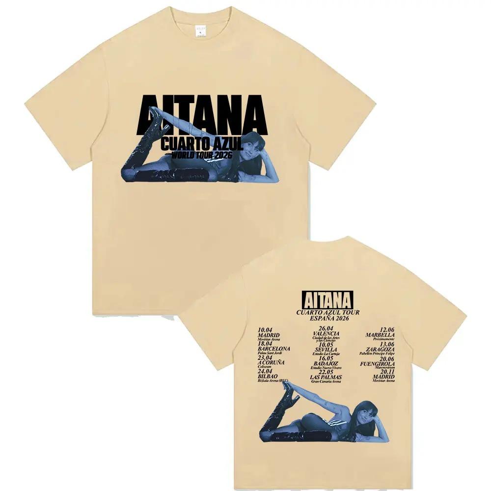 White Oversized Aitana Cuarto Azul World Tour 2026 Spain Tour Graphic Women And Men T-shirts