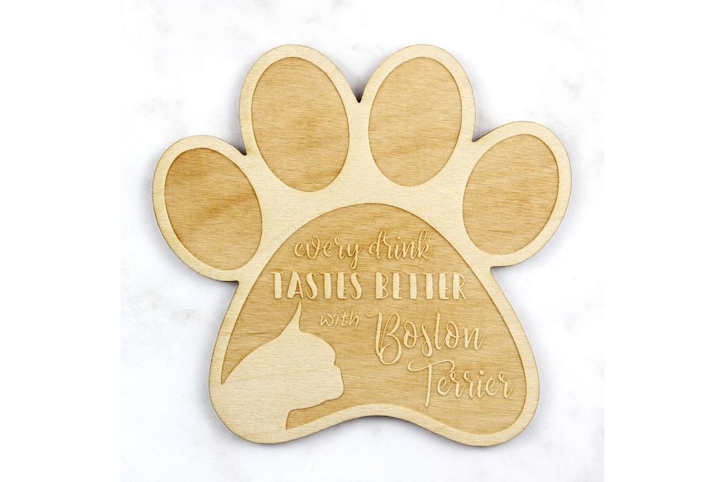Boston Terrier, Gentiluomo Americano - Sottobicchiere, sottobicchiere inciso con cane, regalo per amante dei cani della marca Art-Dog