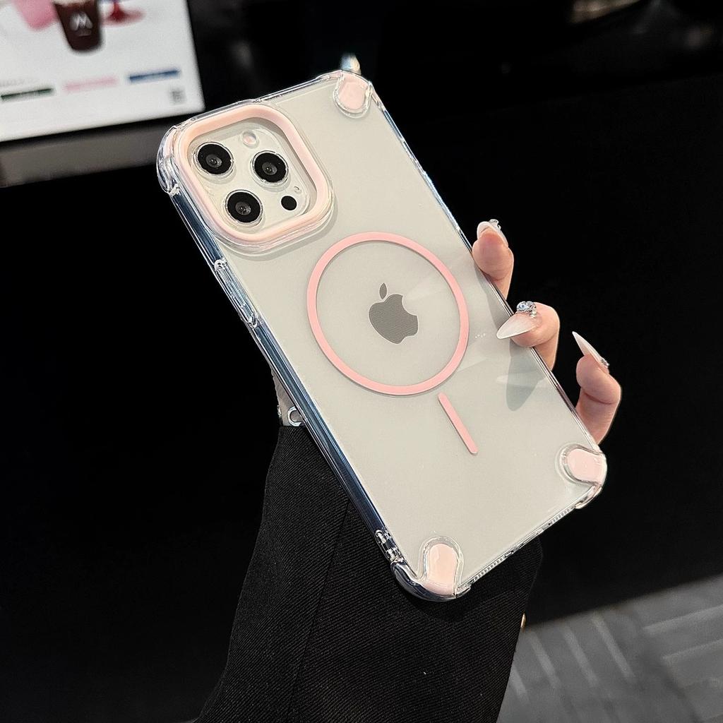 High-End Sense Einfach Transparent Magnetische Saugkraft Vier Ecken Fallschutz Weich für iPhone 16 Pro Max 15 Plus 14 Promax 13 12 11 Hülle