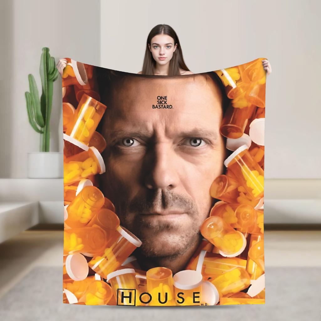 Doctor House Blanket Soft Fluffy Plush Throw Blanket For Students Couch Chair Sofa Bed Flannel Bedspread Bed Cover