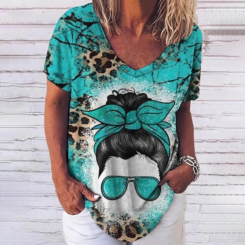 

Футболка с 3D принтом для женщин, классическая картина с графикой, женские топы с короткими рукавами, летние футболки с v-образным вырезом, женская повседневная уличная блузка 2XL